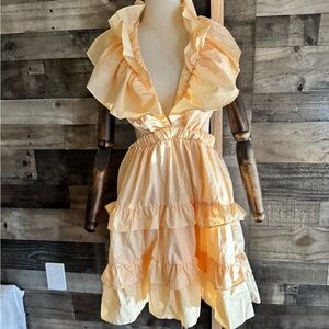 Elegant Ruffled Cream Dress